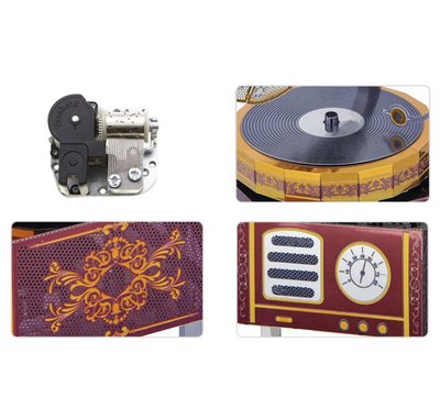 Retro Phonograph Music Box Metal Model Kit – 3D Laser-Cut DIY Puzzle with Movement & Lights