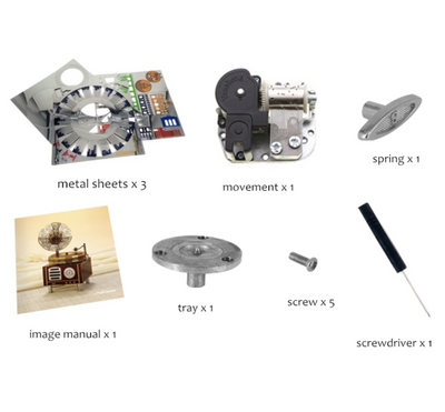 Retro Phonograph Music Box Metal Model Kit – 3D Laser-Cut DIY Puzzle with Movement & Lights