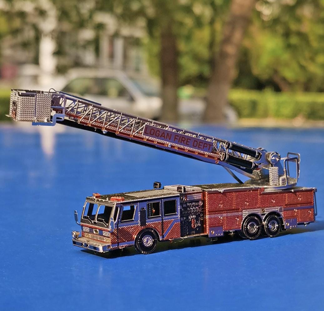 Turntable Ladder Fire truck Metal Model Kit 3D Puzzle Craft Gift Craft Kit Laser Cut Puzzles Jigsaw Hobby Gift for Fire Engine Lover