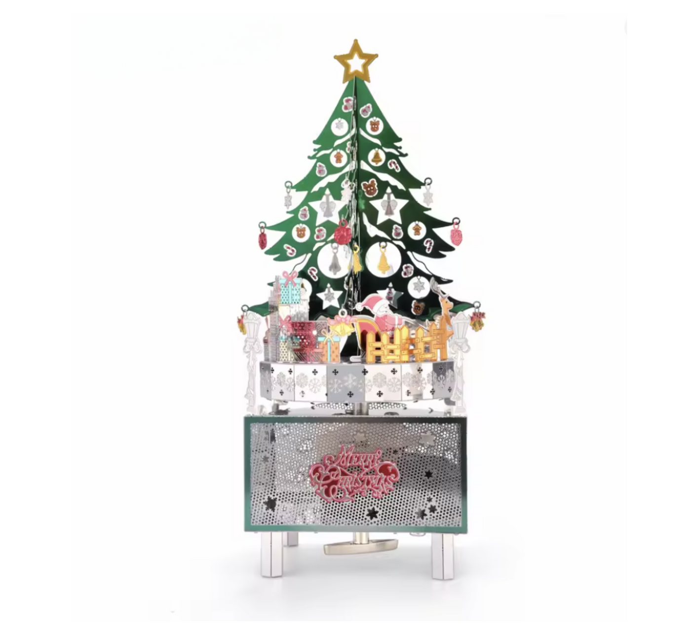 Christmas Tree Music Box Metal Model Kit – 3D Laser Cut DIY Puzzle with Rotating Music