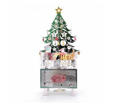 Christmas Tree Music Box Metal Model Kit – 3D Laser Cut DIY Puzzle with Rotating Music
