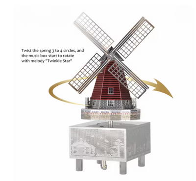 Windmill Music Box 3D Metal Model Kit – DIY Laser-Cut Puzzle for Adults & Collectors with Twinkle Star Melody
