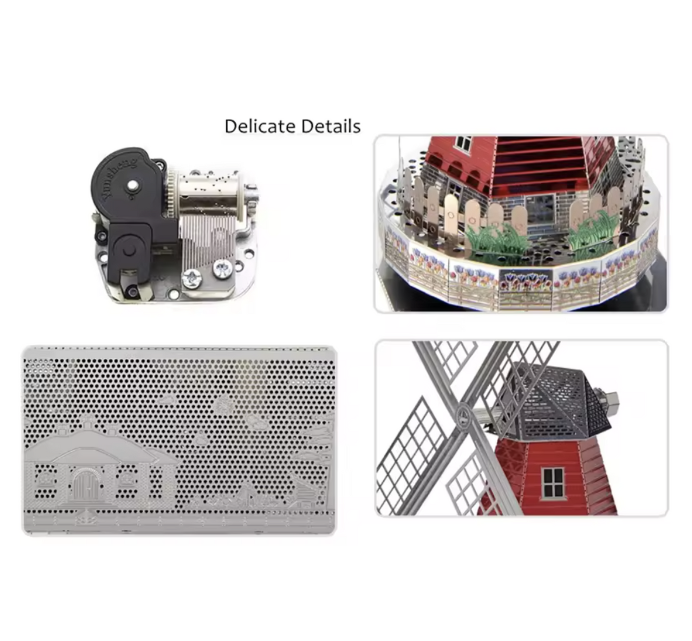 Windmill Music Box 3D Metal Model Kit – DIY Laser-Cut Puzzle for Adults & Collectors with Twinkle Star Melody