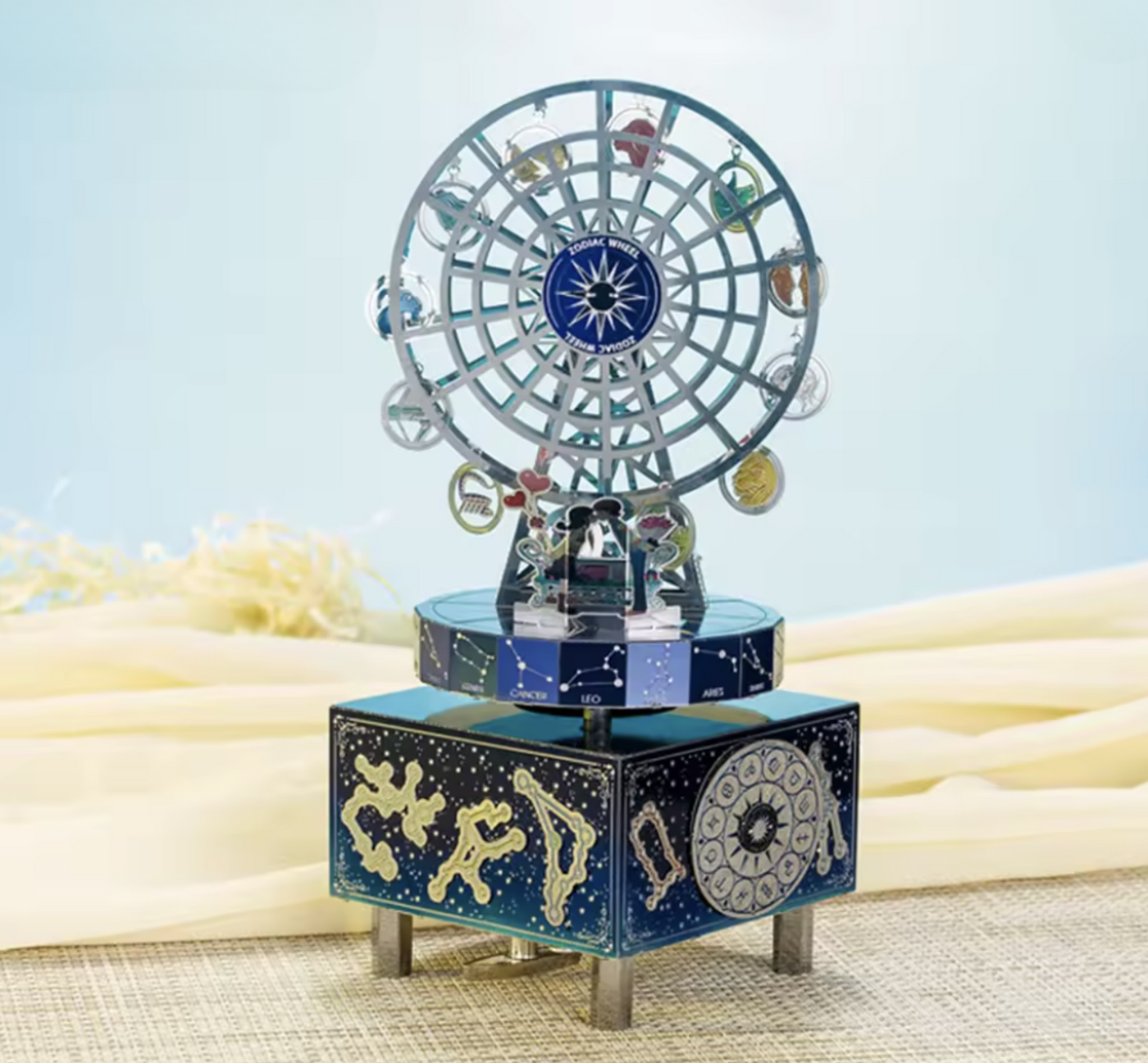 DIY Zodiac Ferris Wheel Music Box | Stainless Steel 3D Puzzle Kit | Mechanical Model with “Castle in the Sky” Melody | Unique Astrology Gift