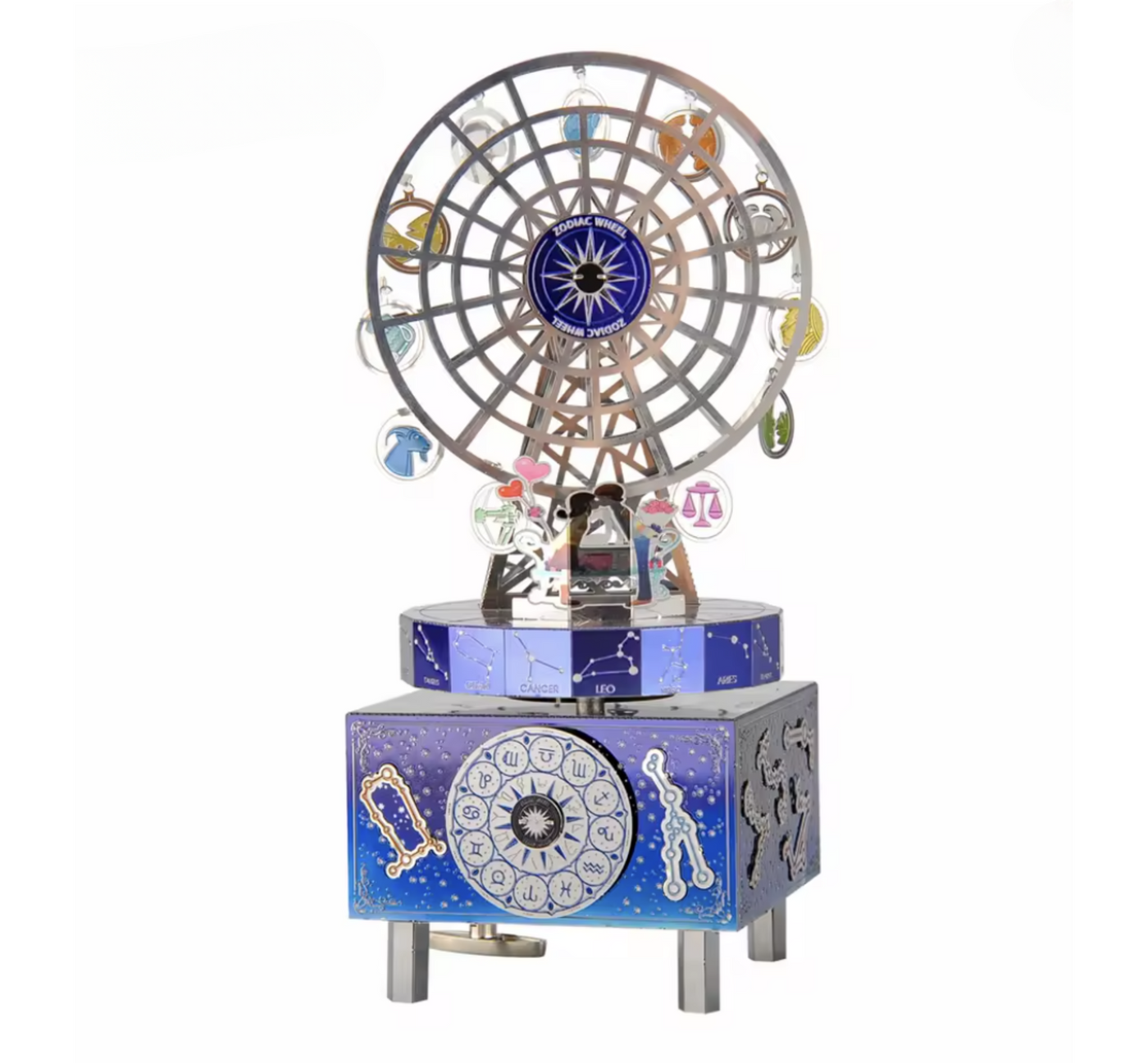 DIY Zodiac Ferris Wheel Music Box | Stainless Steel 3D Puzzle Kit | Mechanical Model with “Castle in the Sky” Melody | Unique Astrology Gift