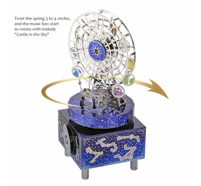 DIY Zodiac Ferris Wheel Music Box | Stainless Steel 3D Puzzle Kit | Mechanical Model with “Castle in the Sky” Melody | Unique Astrology Gift