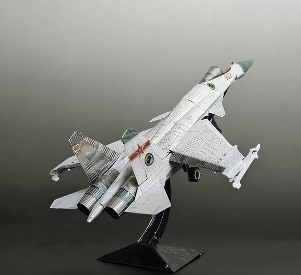 Shenyang J-15 Fighter Jet Metal Model Kit – 3D Puzzle Craft Gift | Flying Shark Chinese Aircraft DIY Model for Plane Enthusiasts