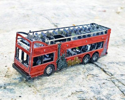 Big Apple New York Sightseeing Bus Metal Model Kit – 3D Laser-Cut Puzzle for NYC Lovers