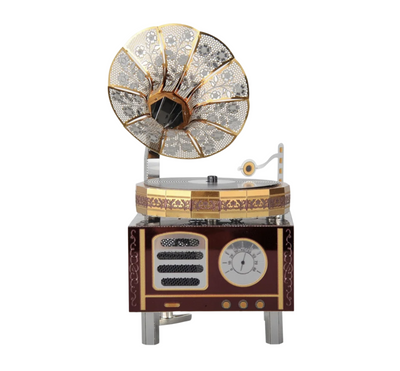 Retro Phonograph Music Box Metal Model Kit – 3D Laser-Cut DIY Puzzle with Movement & Lights
