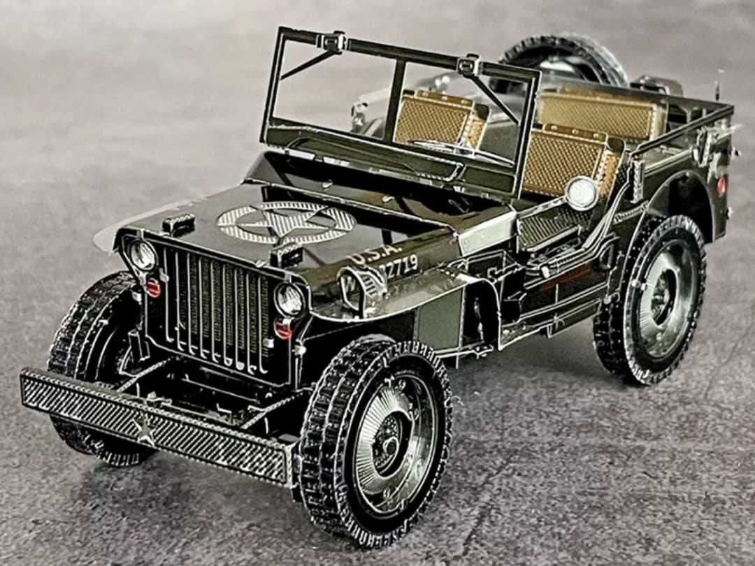 Vintage Military Jeep 3D Metal Puzzle – Willys MB Model Kit, Laser-Cut Craft for History Buffs, Puzzle Enthusiasts & Veterans
