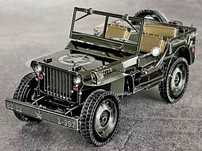 Vintage Military Jeep 3D Metal Puzzle – Willys MB Model Kit, Laser-Cut Craft for History Buffs, Puzzle Enthusiasts & Veterans