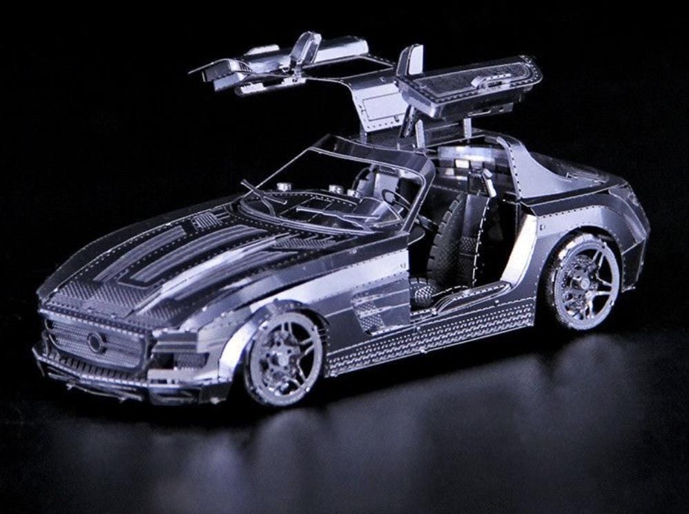 Butterfly Wing Sports Car 3D Metal Puzzle Kit – DIY Laser-Cut Model for Car Lovers & Craft Hobbyists