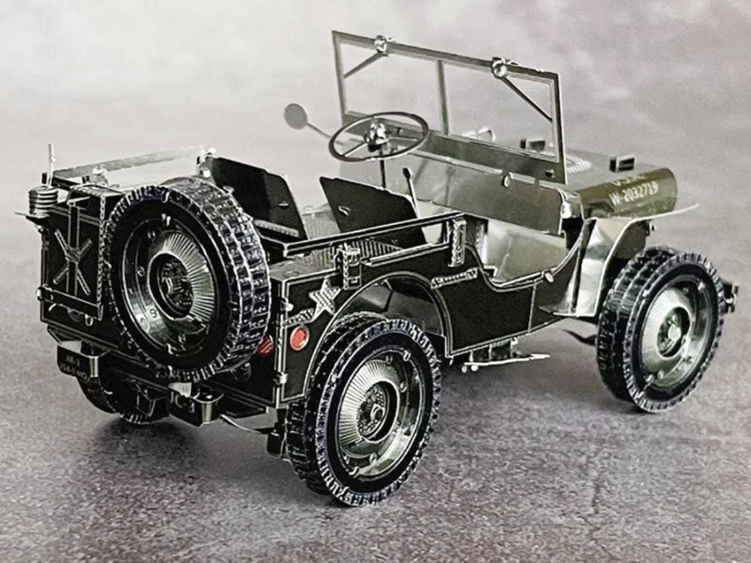 Vintage Military Jeep 3D Metal Puzzle – Willys MB Model Kit, Laser-Cut Craft for History Buffs, Puzzle Enthusiasts & Veterans