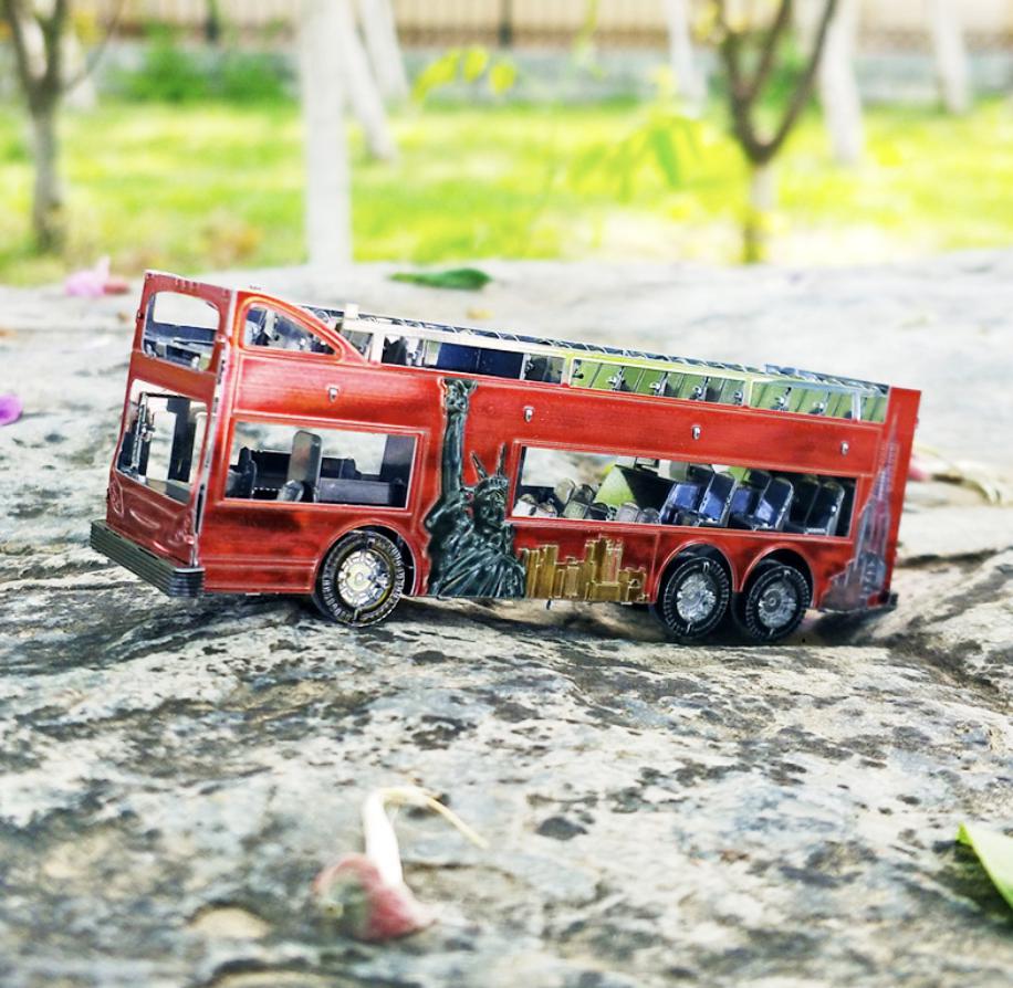 Big Apple New York Sightseeing Bus Metal Model Kit – 3D Laser-Cut Puzzle for NYC Lovers