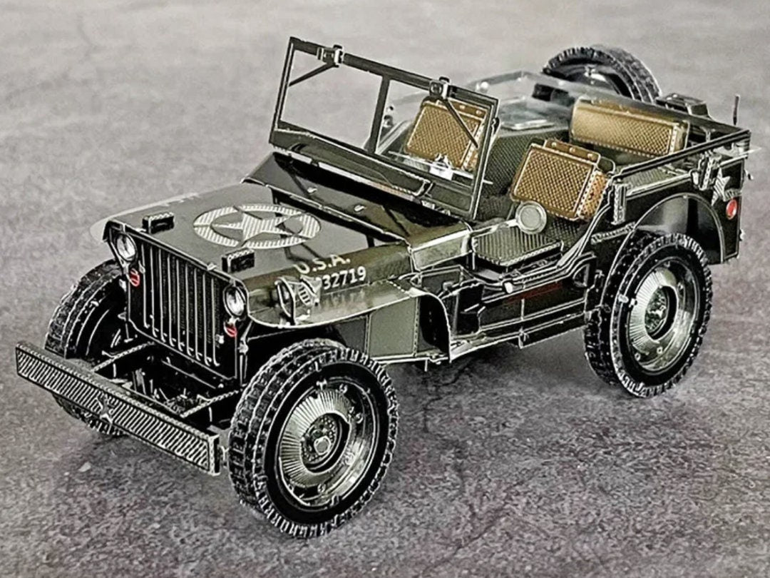 Vintage Military Jeep 3D Metal Puzzle – Willys MB Model Kit, Laser-Cut Craft for History Buffs, Puzzle Enthusiasts & Veterans