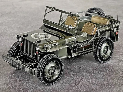 Vintage Military Jeep 3D Metal Puzzle – Willys MB Model Kit, Laser-Cut Craft for History Buffs, Puzzle Enthusiasts & Veterans