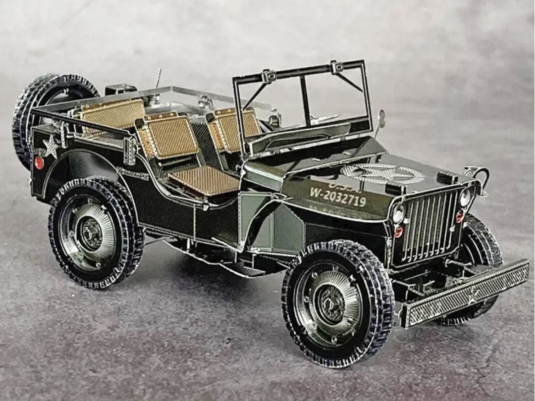 Vintage Military Jeep 3D Metal Puzzle – Willys MB Model Kit, Laser-Cut Craft for History Buffs, Puzzle Enthusiasts & Veterans
