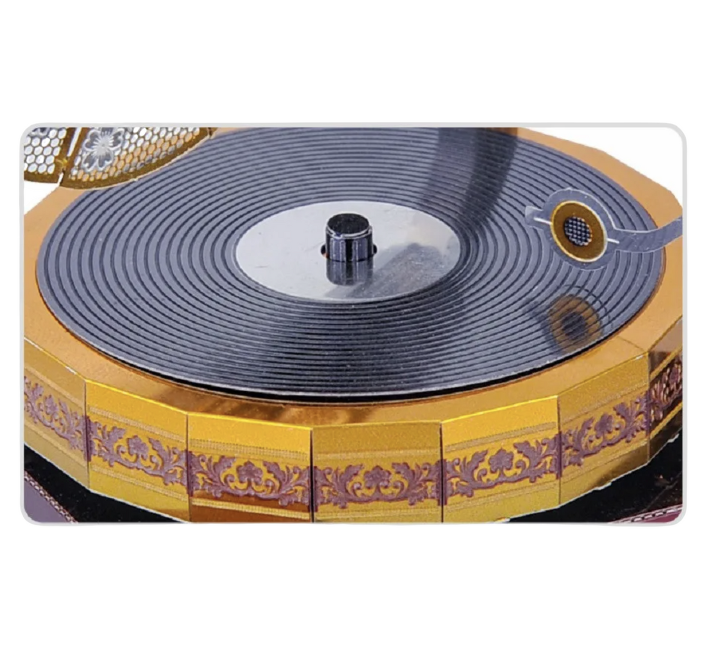 Retro Phonograph Music Box Metal Model Kit – 3D Laser-Cut DIY Puzzle with Movement & Lights