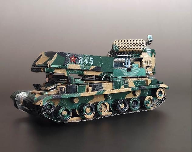 Multi-Barrel Rocket Launcher Metal Model Kit – 3D Puzzle of WWII Military Artillery | DIY Craft Gift for History & Tank Model Fans