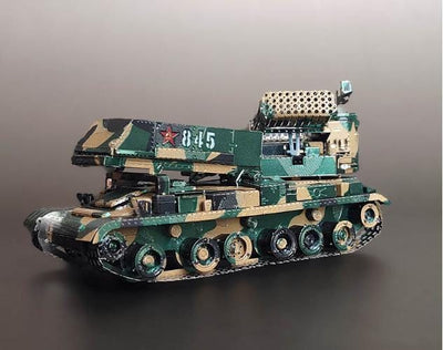 Multi-Barrel Rocket Launcher Metal Model Kit – 3D Puzzle of WWII Military Artillery | DIY Craft Gift for History & Tank Model Fans