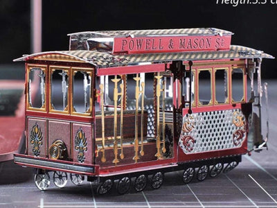 Classical Sightseeing Tram Vehicle Metal Model Kit 3D Puzzle Craft Gift Laser Cut Puzzles Jigsaw Hobby Gift for Tram Lover