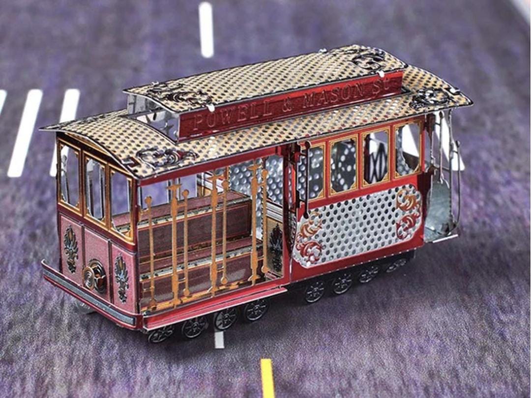 Classical Sightseeing Tram Vehicle Metal Model Kit 3D Puzzle Craft Gift Laser Cut Puzzles Jigsaw Hobby Gift for Tram Lover