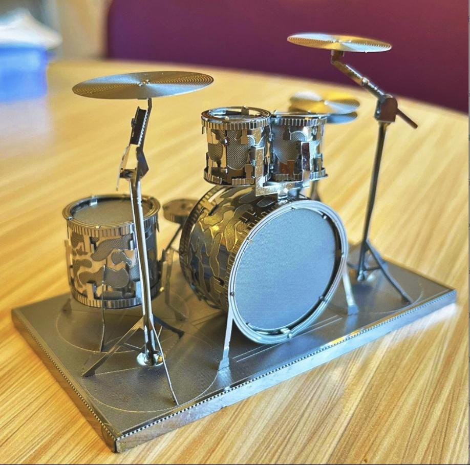 Drum set Metal Model Kit 3D Puzzle Craft Gift Laser Cut Puzzles Jigsaw Hobby Gift for Music Instrument lover