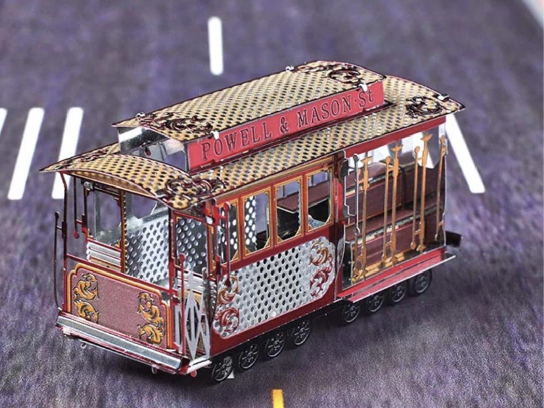 Classical Sightseeing Tram Vehicle Metal Model Kit 3D Puzzle Craft Gift Laser Cut Puzzles Jigsaw Hobby Gift for Tram Lover