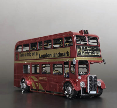 Vintage Metal Car British London Double-decker Bus Metal Model Kit 3D Puzzle Craft Gift Laser Cut Puzzles Jigsaw Hobby Gift for Car Lover