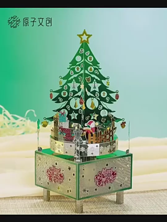 Christmas Tree Music Box Metal Model Kit – 3D Laser Cut DIY Puzzle with Rotating Music